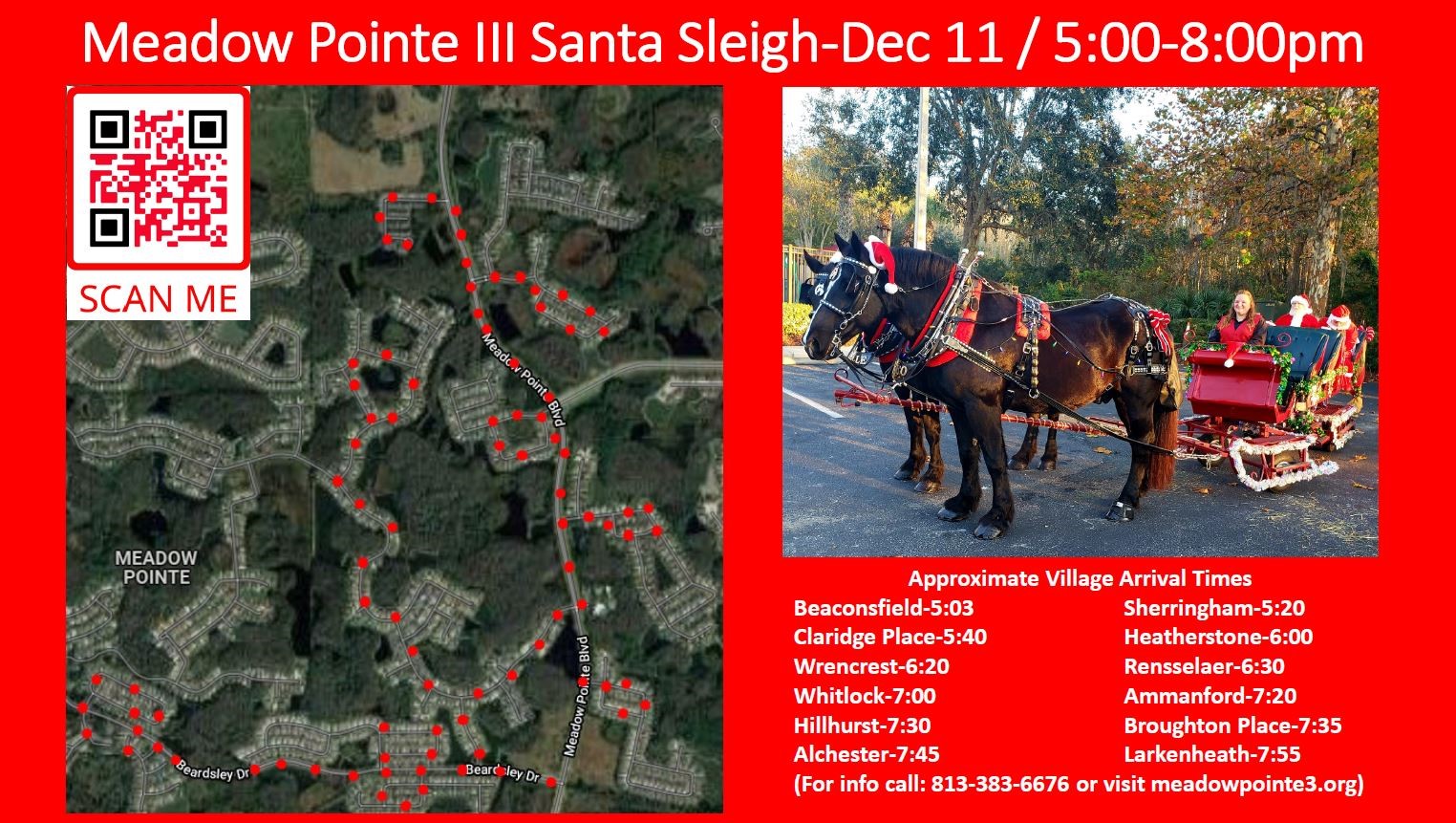 Meadow Pointe III Santa Sleigh - Dec 11/ 5:00 - 8:00 PM Scan QR Code