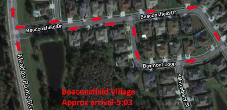 Beaconsfield Village Approx Arrival 5:03