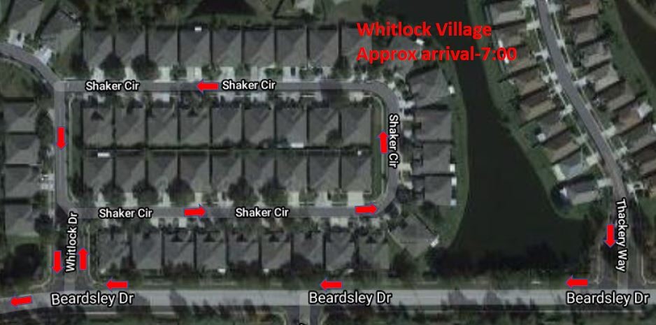 Whitlock Village Approx Arrival 7:00